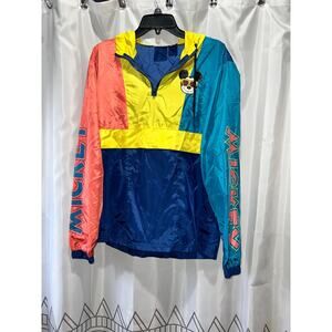 Vintage Disney Mickey Mouse Colorblock Windbreaker Pullover Jacket mens small